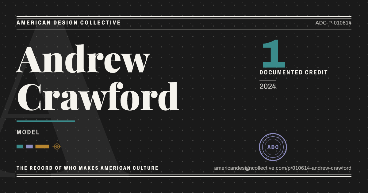 Registry card for Andrew Crawford: the ADC seal, Andrew Crawford, and how much is on record.