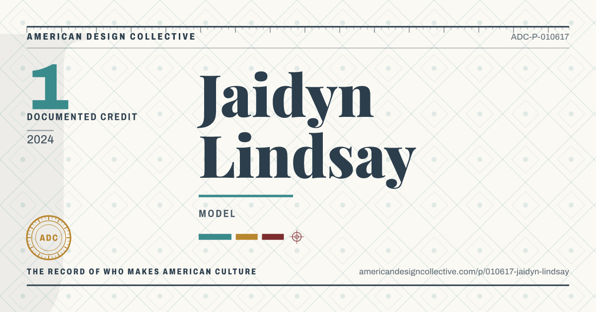 Registry card for Jaidyn Lindsay: the ADC seal, Jaidyn Lindsay, and how much is on record.