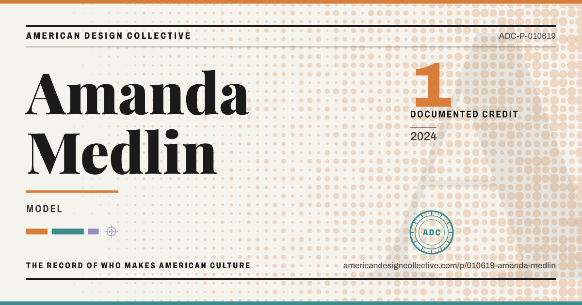 Registry card for Amanda Medlin: the ADC seal, Amanda Medlin, and how much is on record.