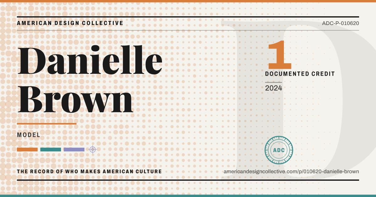 Registry card for Danielle Brown: the ADC seal, Danielle Brown, and how much is on record.