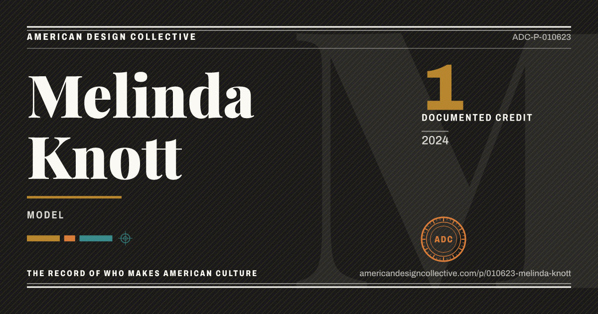 Registry card for Melinda Knott: the ADC seal, Melinda Knott, and how much is on record.
