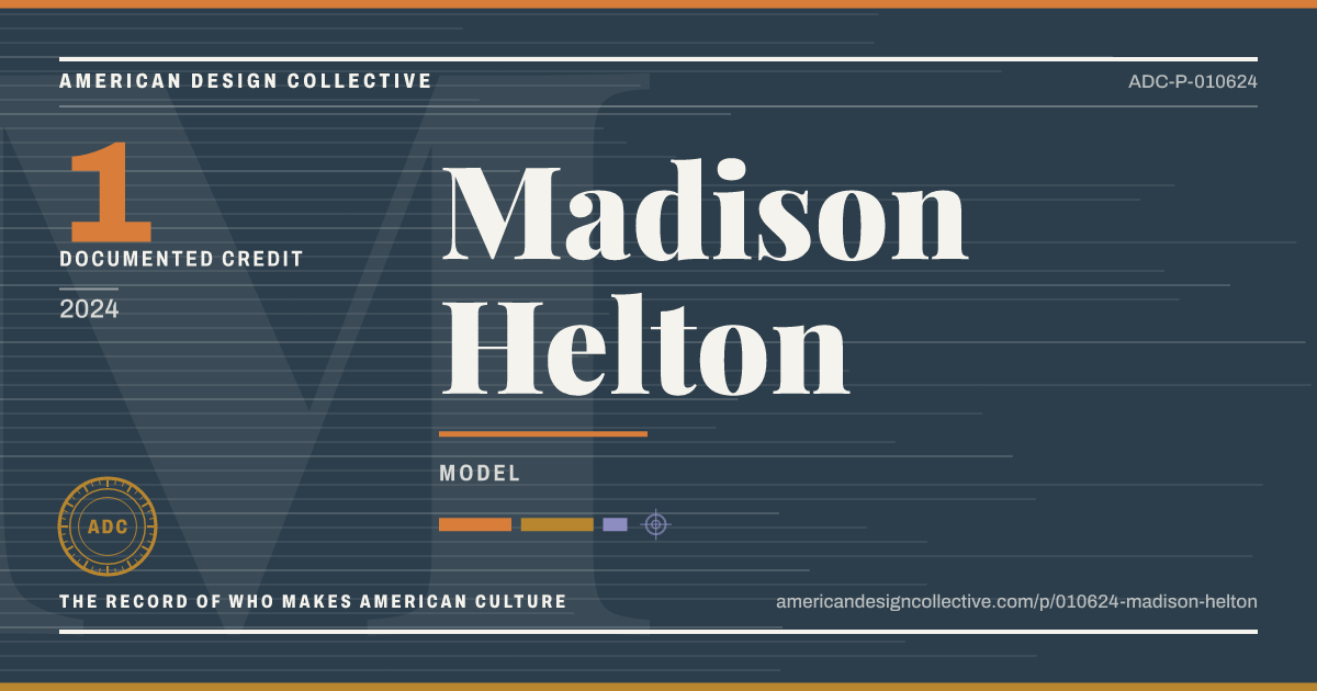 Registry card for Madison Helton: the ADC seal, Madison Helton, and how much is on record.