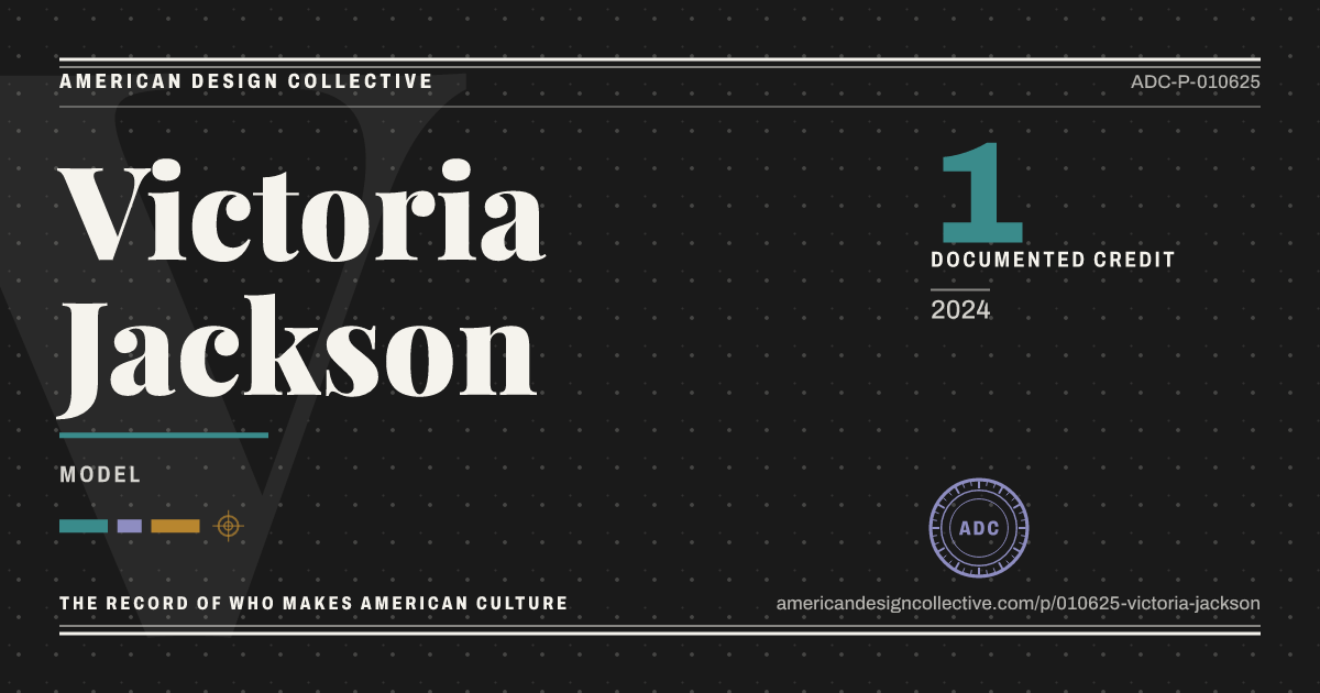 Registry card for Victoria Jackson: the ADC seal, Victoria Jackson, and how much is on record.