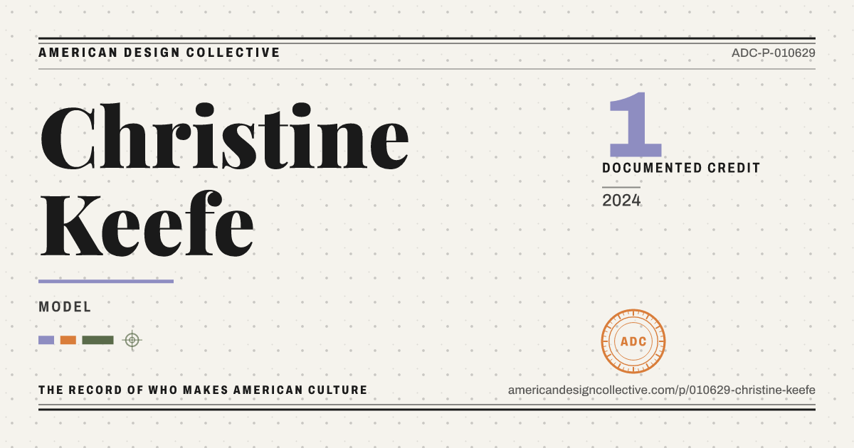 Registry card for Christine Keefe: the ADC seal, Christine Keefe, and how much is on record.