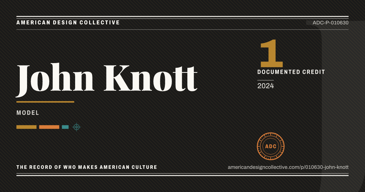 Registry card for John Knott: the ADC seal, John Knott, and how much is on record.
