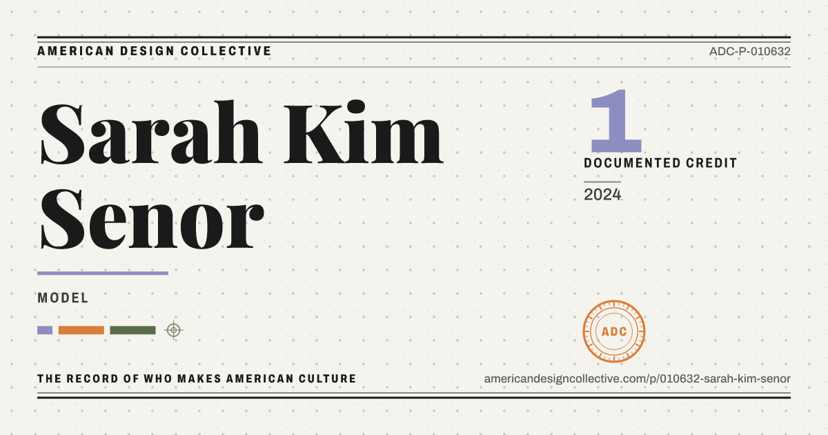 Registry card for Sarah Kim Senor: the ADC seal, Sarah Kim Senor, and how much is on record.