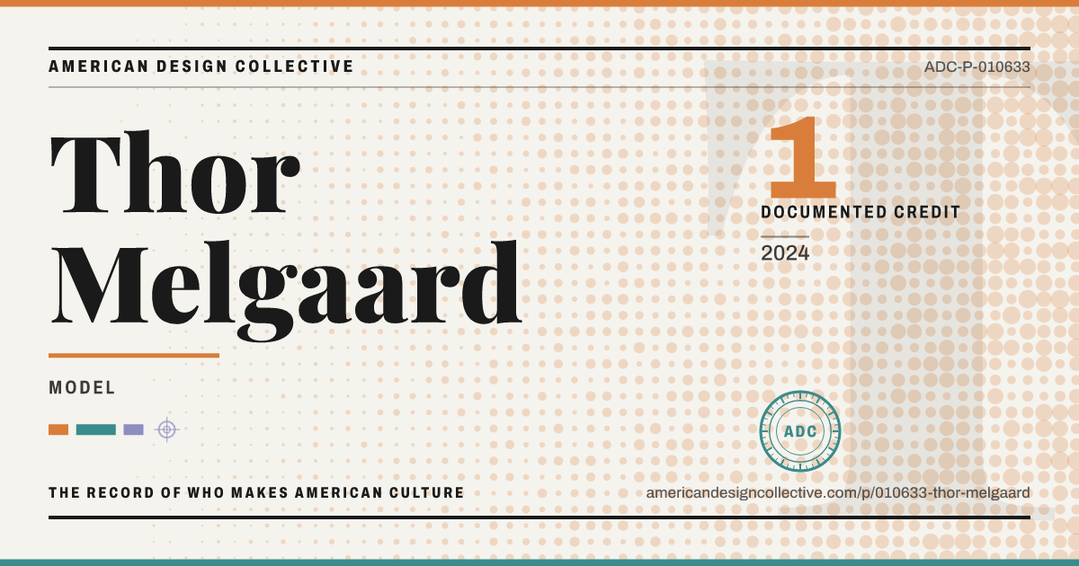Registry card for Thor Melgaard: the ADC seal, Thor Melgaard, and how much is on record.