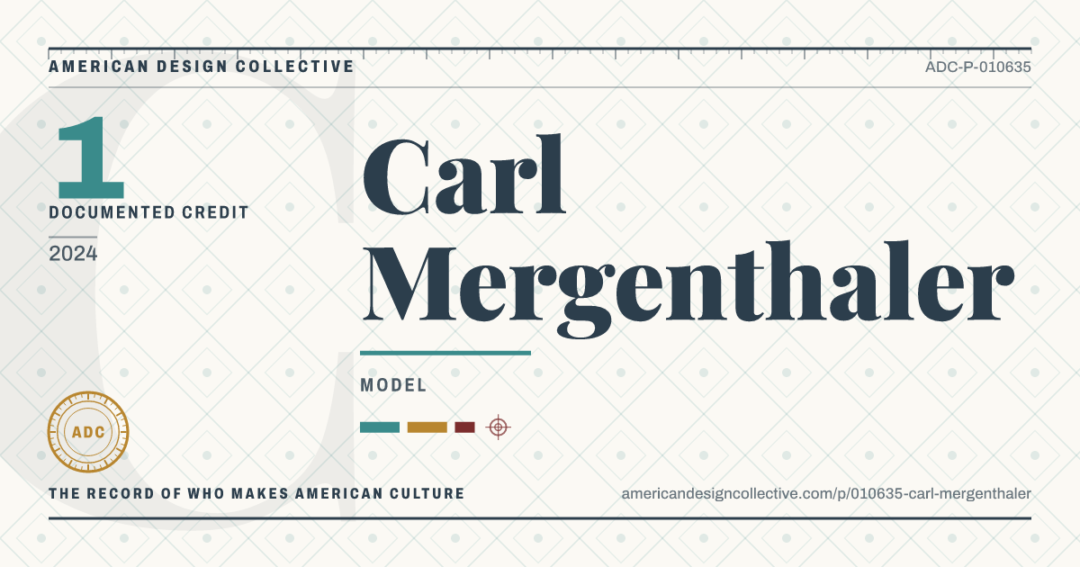 Registry card for Carl Mergenthaler: the ADC seal, Carl Mergenthaler, and how much is on record.