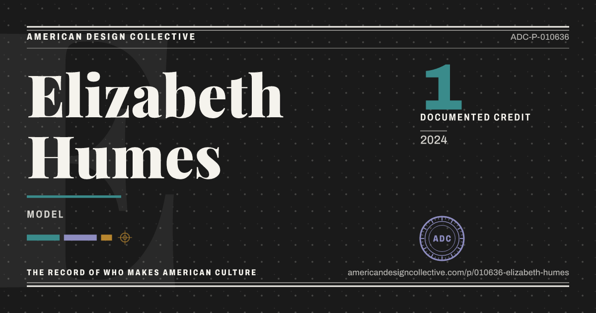 Registry card for Elizabeth Humes: the ADC seal, Elizabeth Humes, and how much is on record.