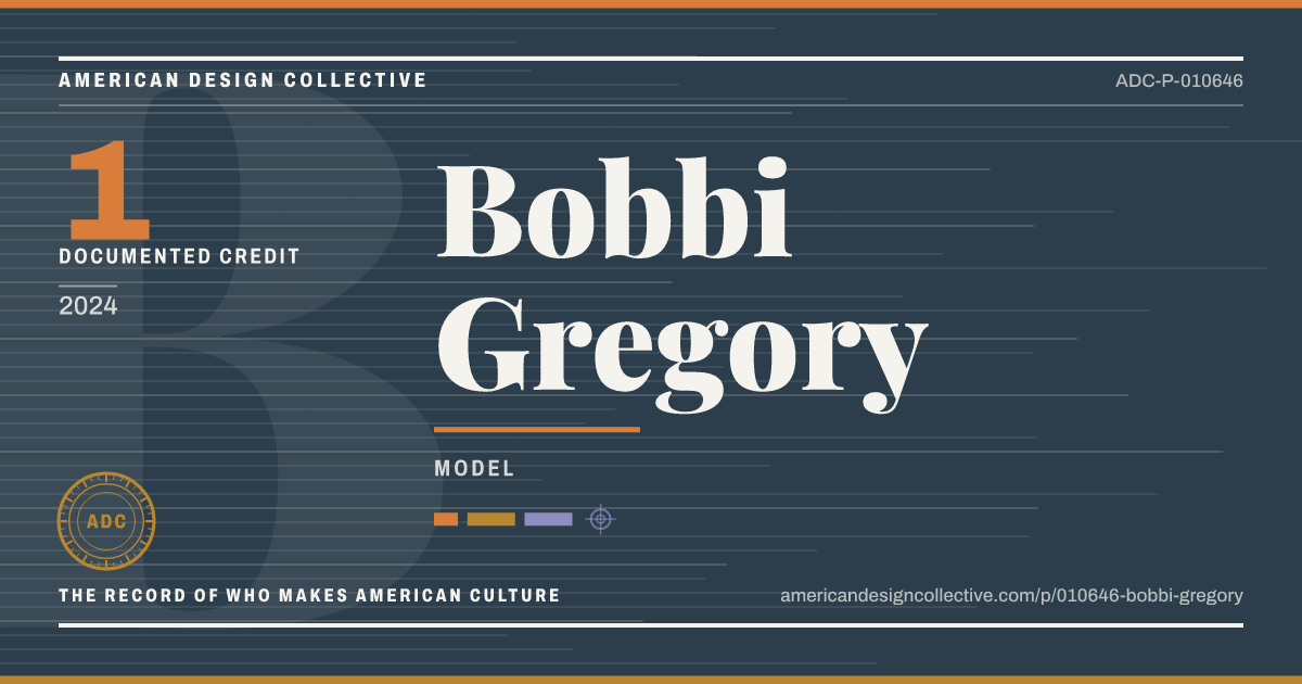 Registry card for Bobbi Gregory: the ADC seal, Bobbi Gregory, and how much is on record.