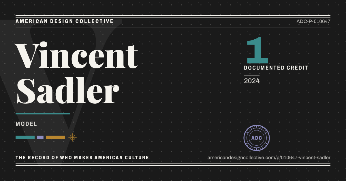 Registry card for Vincent Sadler: the ADC seal, Vincent Sadler, and how much is on record.