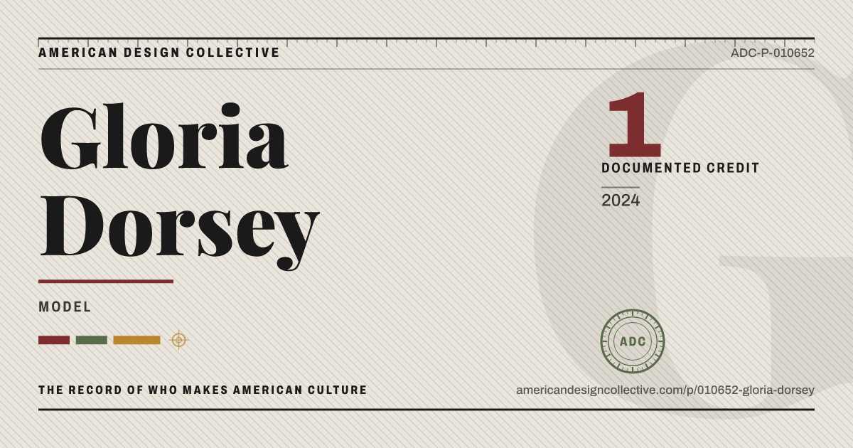 Registry card for Gloria Dorsey: the ADC seal, Gloria Dorsey, and how much is on record.