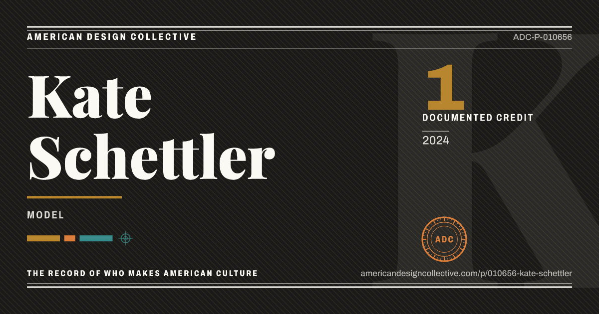 Registry card for Kate Schettler: the ADC seal, Kate Schettler, and how much is on record.