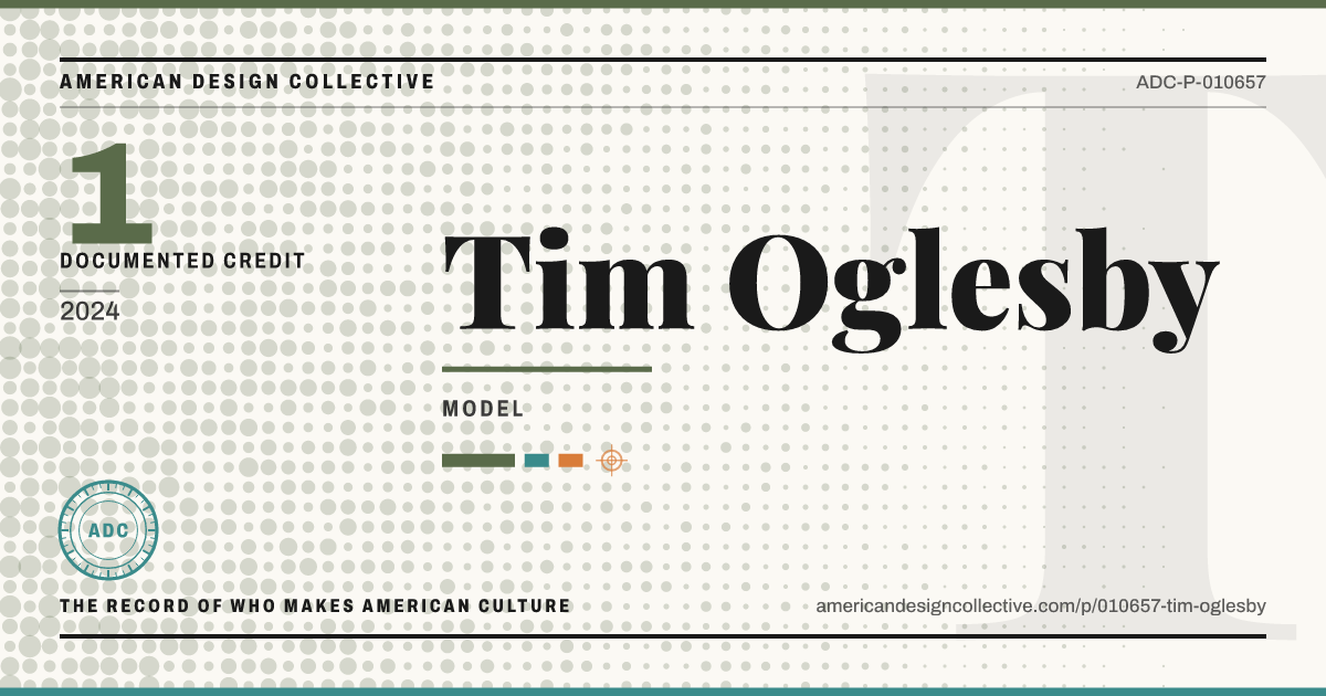 Registry card for Tim Oglesby: the ADC seal, Tim Oglesby, and how much is on record.