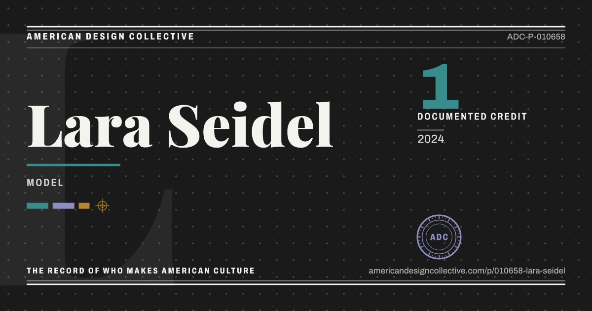 Registry card for Lara Seidel: the ADC seal, Lara Seidel, and how much is on record.