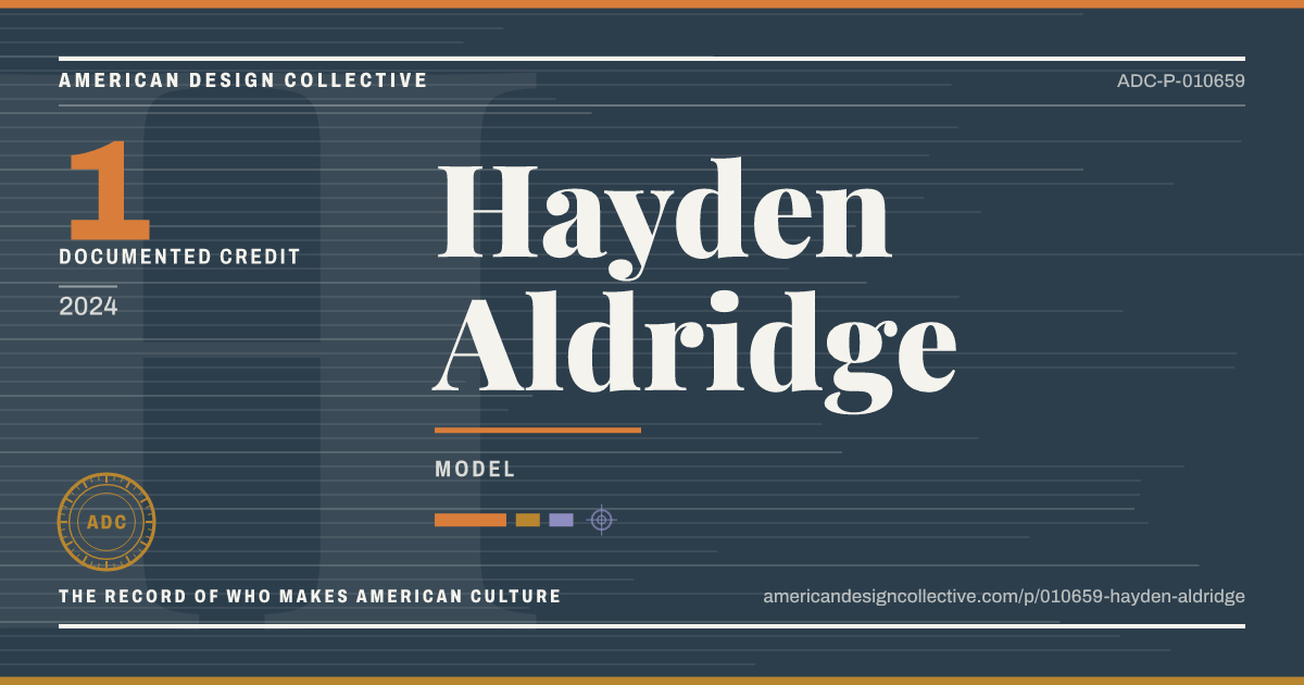 Registry card for Hayden Aldridge: the ADC seal, Hayden Aldridge, and how much is on record.