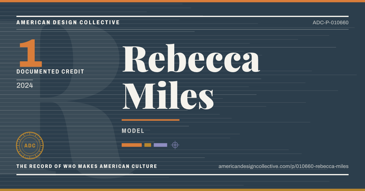 Registry card for Rebecca Miles: the ADC seal, Rebecca Miles, and how much is on record.