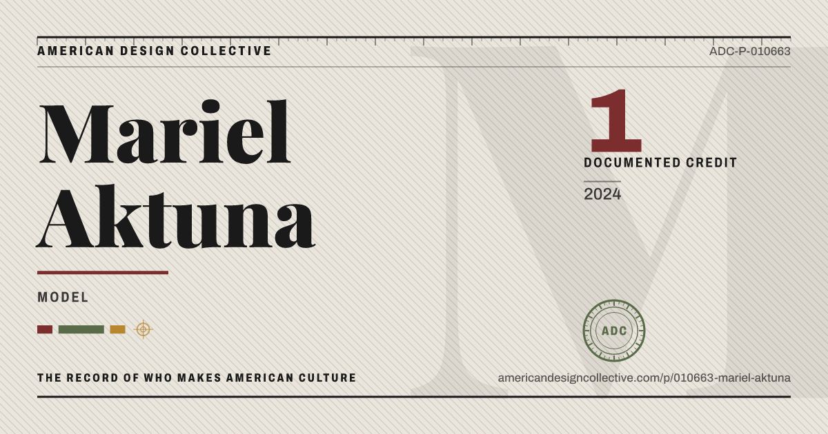 Registry card for Mariel Aktuna: the ADC seal, Mariel Aktuna, and how much is on record.