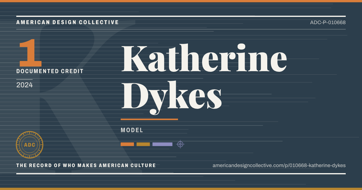 Registry card for Katherine Dykes: the ADC seal, Katherine Dykes, and how much is on record.
