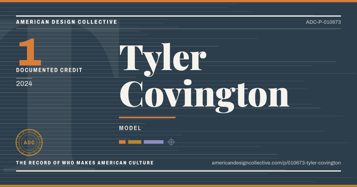 Registry card for Tyler Covington: the ADC seal, Tyler Covington, and how much is on record.
