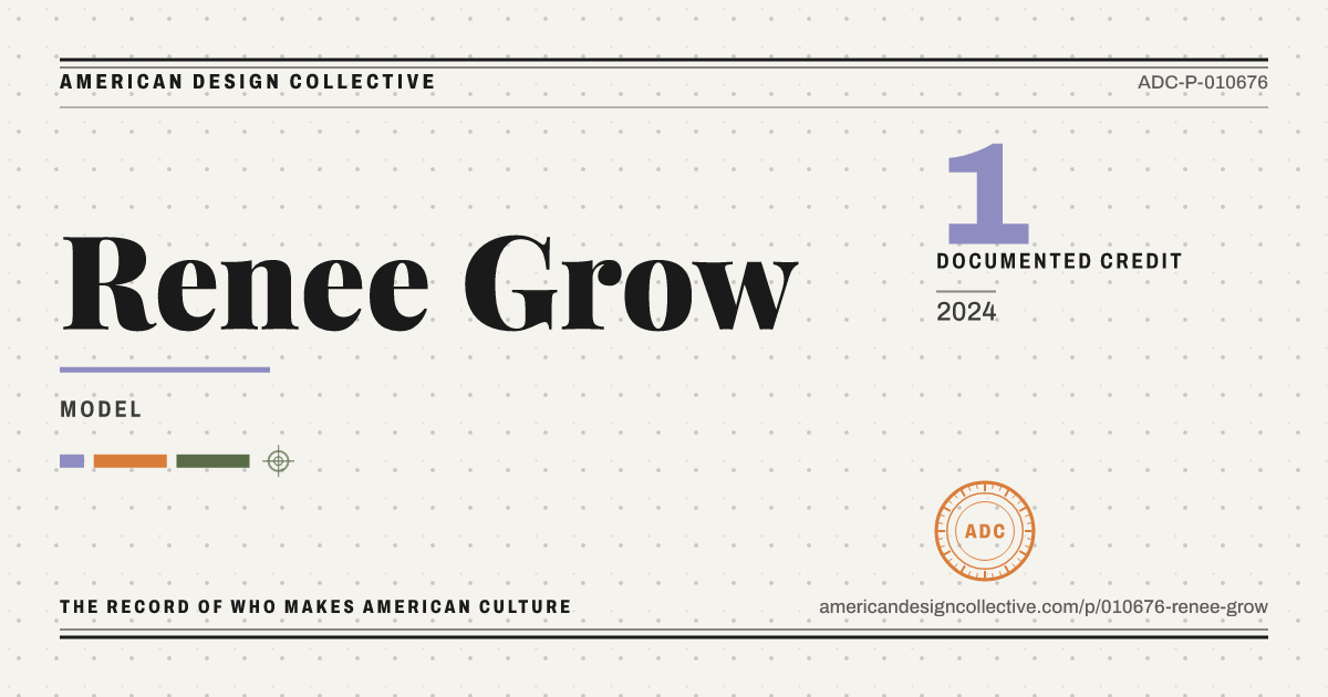Registry card for Renee Grow: the ADC seal, Renee Grow, and how much is on record.