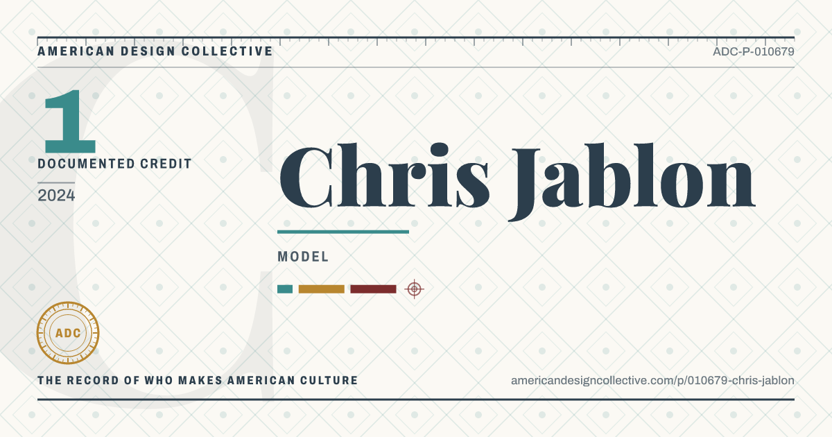 Registry card for Chris Jablon: the ADC seal, Chris Jablon, and how much is on record.