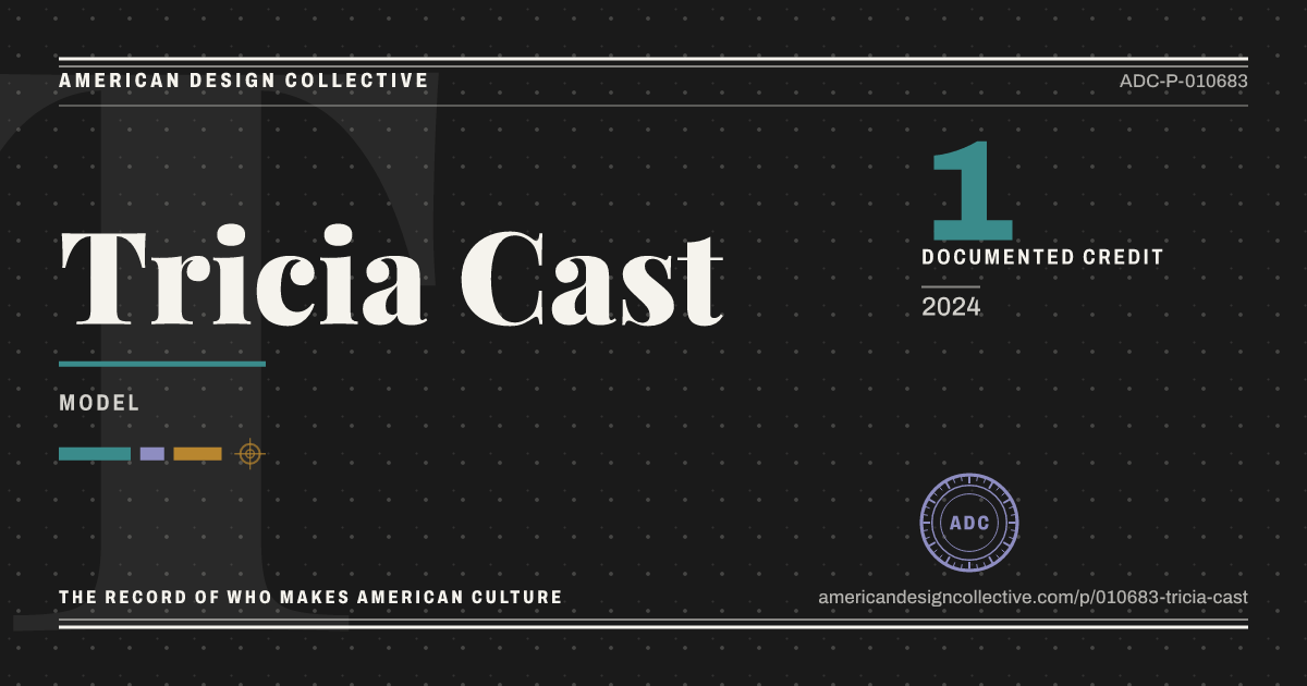 Registry card for Tricia Cast: the ADC seal, Tricia Cast, and how much is on record.
