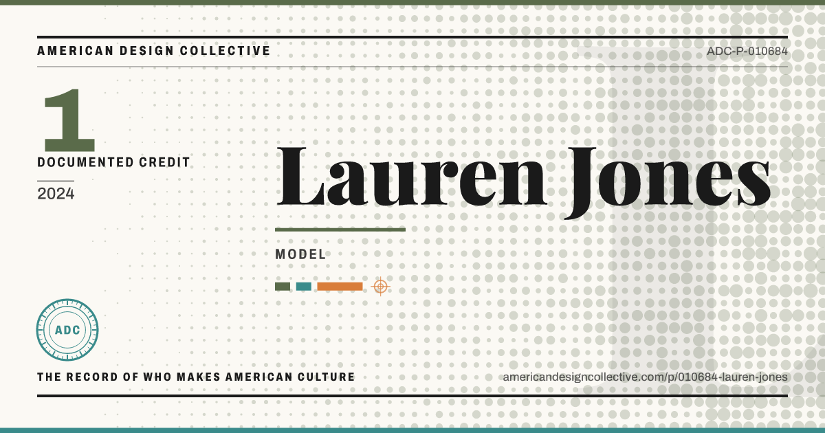 Registry card for Lauren Jones: the ADC seal, Lauren Jones, and how much is on record.