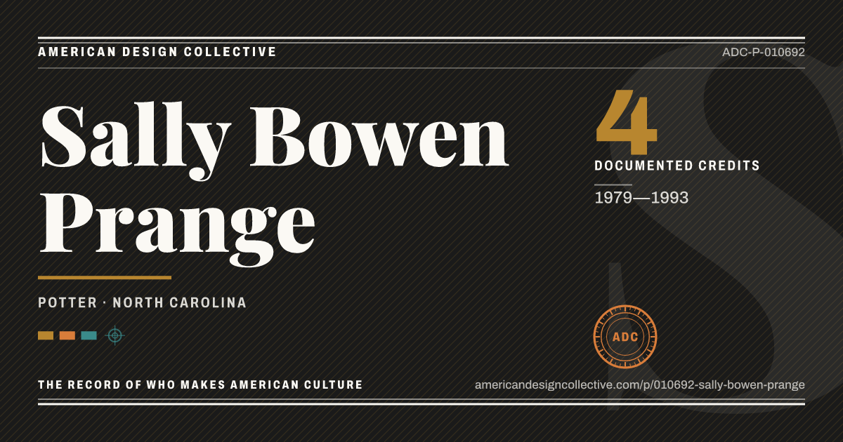 Registry card for Sally Bowen Prange: the ADC seal, Sally Bowen Prange, and how much is on record.