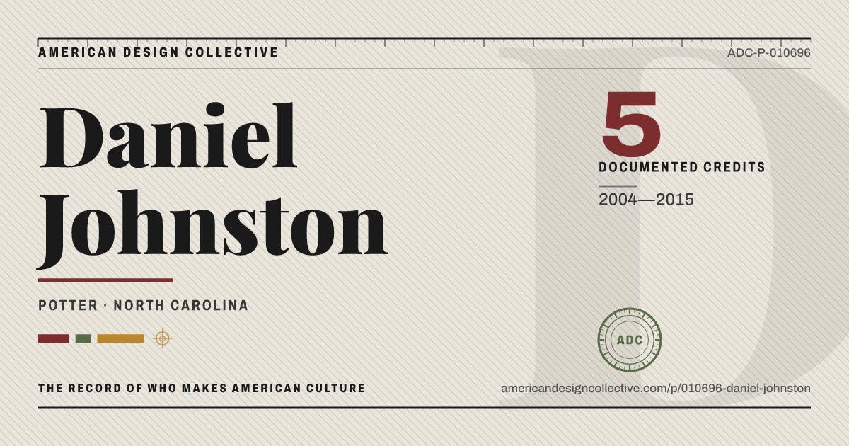 Registry card for Daniel Johnston: the ADC seal, Daniel Johnston, and how much is on record.