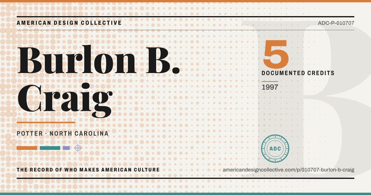 Registry card for Burlon B. Craig: the ADC seal, Burlon B. Craig, and how much is on record.