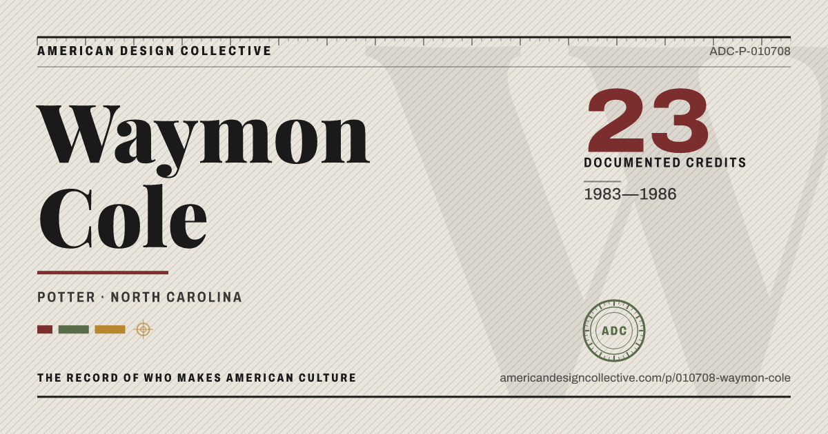 Registry card for Waymon Cole: the ADC seal, Waymon Cole, and how much is on record.