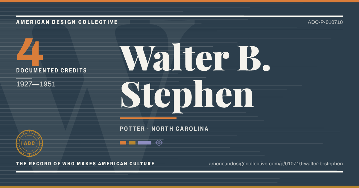 Registry card for Walter B. Stephen: the ADC seal, Walter B. Stephen, and how much is on record.