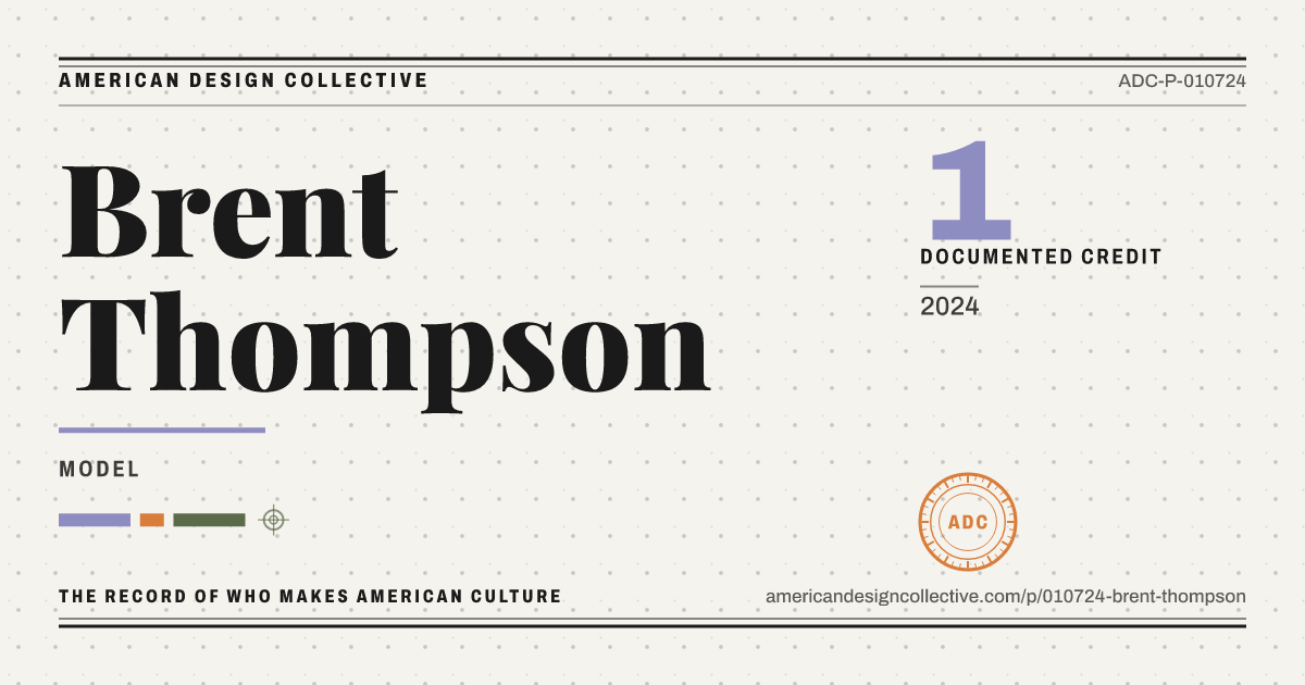 Registry card for Brent Thompson: the ADC seal, Brent Thompson, and how much is on record.