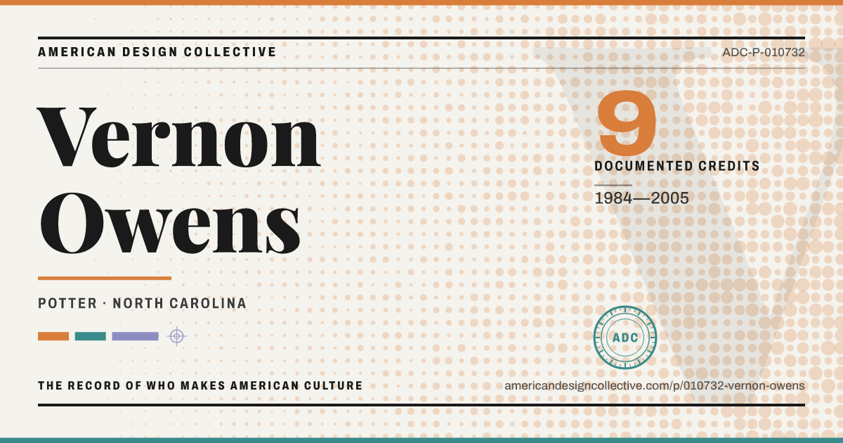 Registry card for Vernon Owens: the ADC seal, Vernon Owens, and how much is on record.
