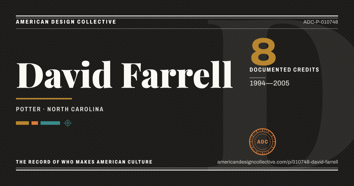 Registry card for David Farrell: the ADC seal, David Farrell, and how much is on record.