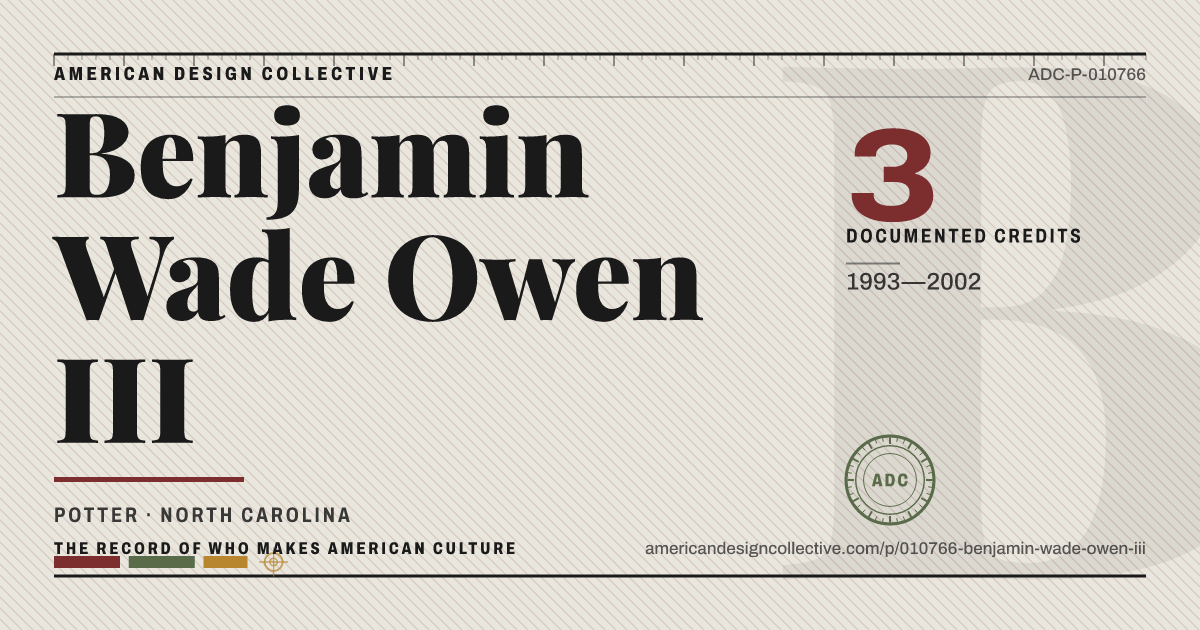 Registry card for Benjamin Wade Owen III: the ADC seal, Benjamin Wade Owen III, and how much is on record.