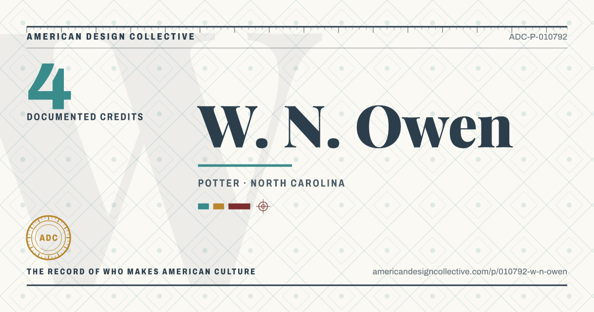 Registry card for W. N. Owen: the ADC seal, W. N. Owen, and how much is on record.