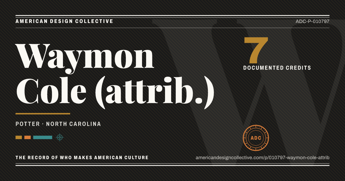 Registry card for Waymon Cole (attrib.): the ADC seal, Waymon Cole (attrib.), and how much is on record.