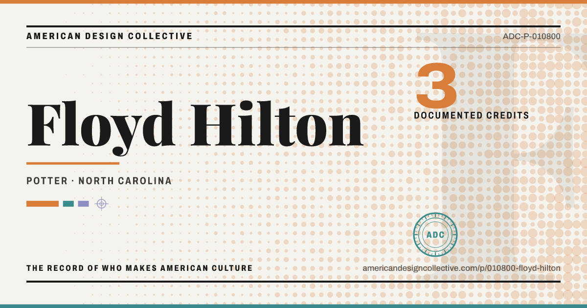 Registry card for Floyd Hilton: the ADC seal, Floyd Hilton, and how much is on record.