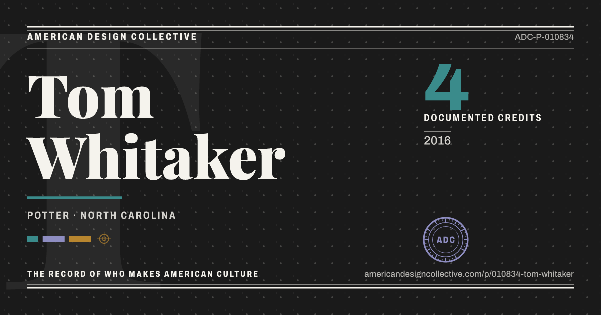 Registry card for Tom Whitaker: the ADC seal, Tom Whitaker, and how much is on record.