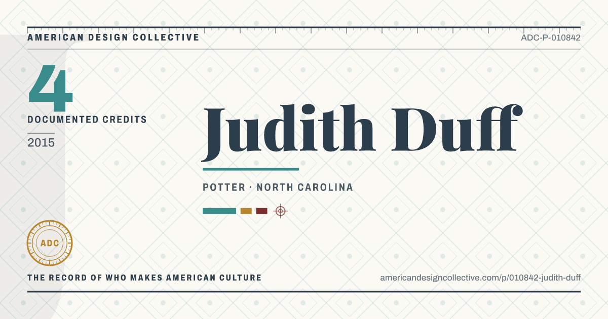 Registry card for Judith Duff: the ADC seal, Judith Duff, and how much is on record.