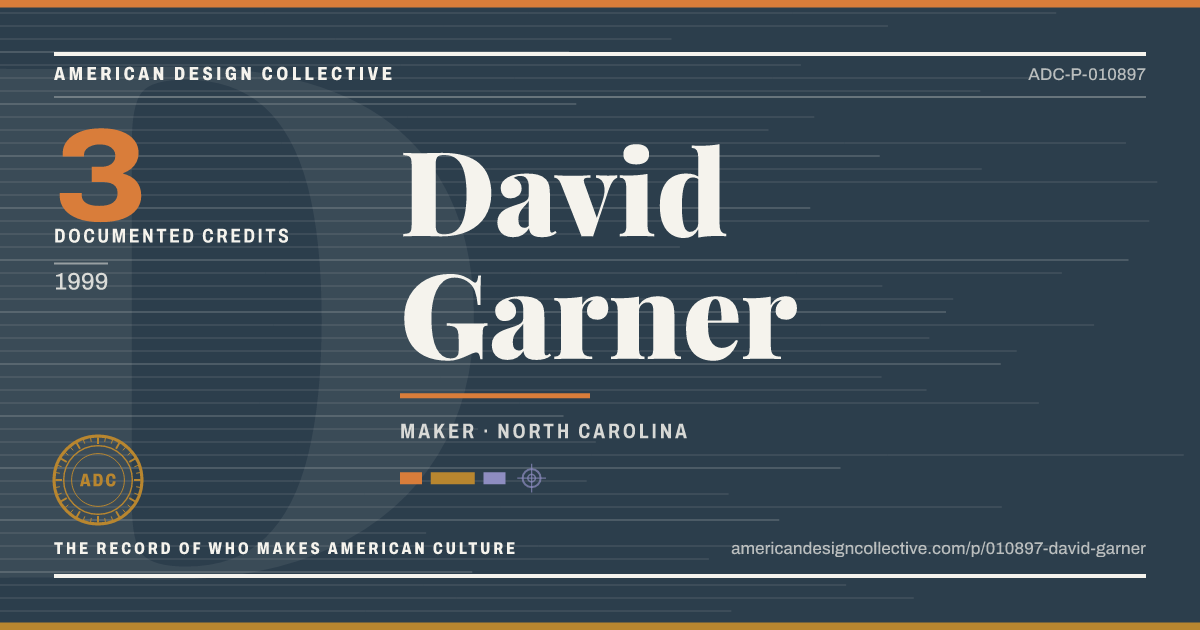Registry card for David Garner: the ADC seal, David Garner, and how much is on record.
