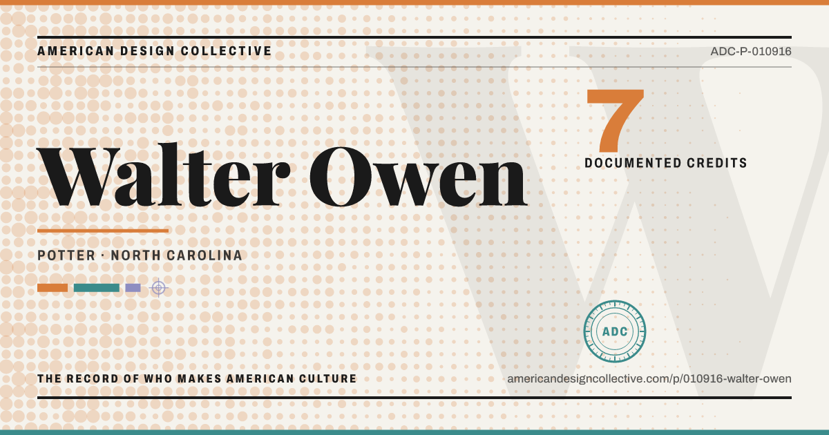 Registry card for Walter Owen: the ADC seal, Walter Owen, and how much is on record.