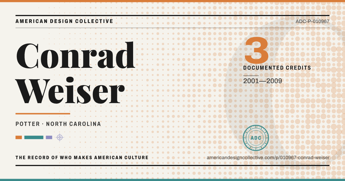 Registry card for Conrad Weiser: the ADC seal, Conrad Weiser, and how much is on record.