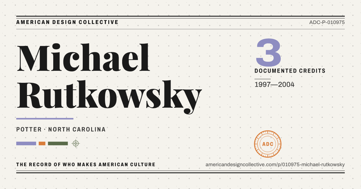 Registry card for Michael Rutkowsky: the ADC seal, Michael Rutkowsky, and how much is on record.