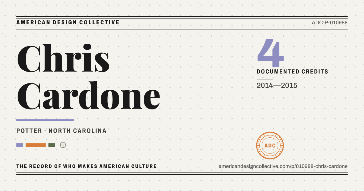 Registry card for Chris Cardone: the ADC seal, Chris Cardone, and how much is on record.