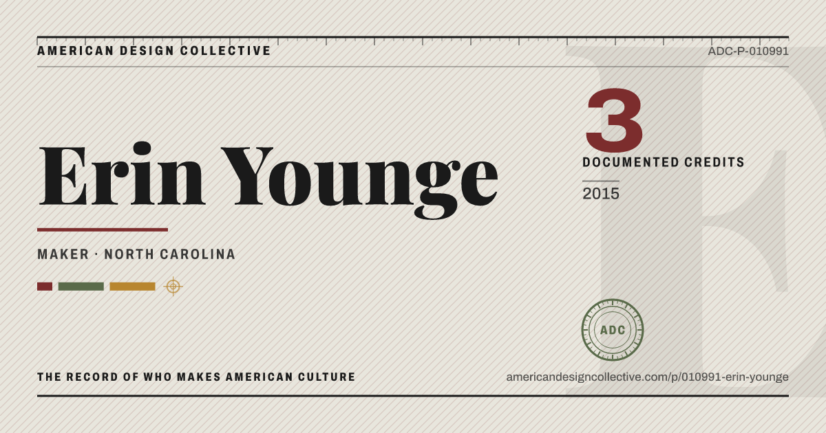 Registry card for Erin Younge: the ADC seal, Erin Younge, and how much is on record.