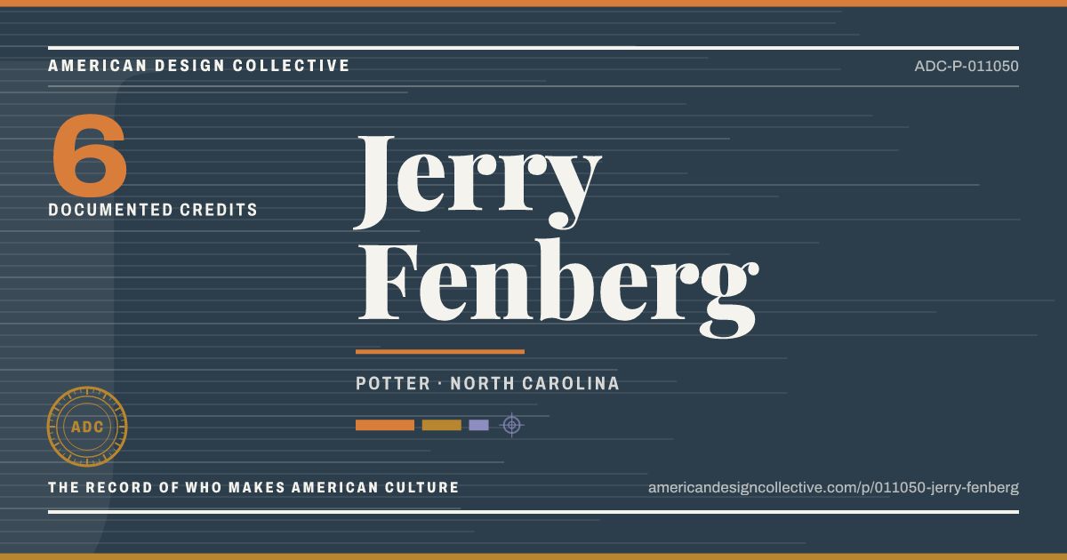 Registry card for Jerry Fenberg: the ADC seal, Jerry Fenberg, and how much is on record.