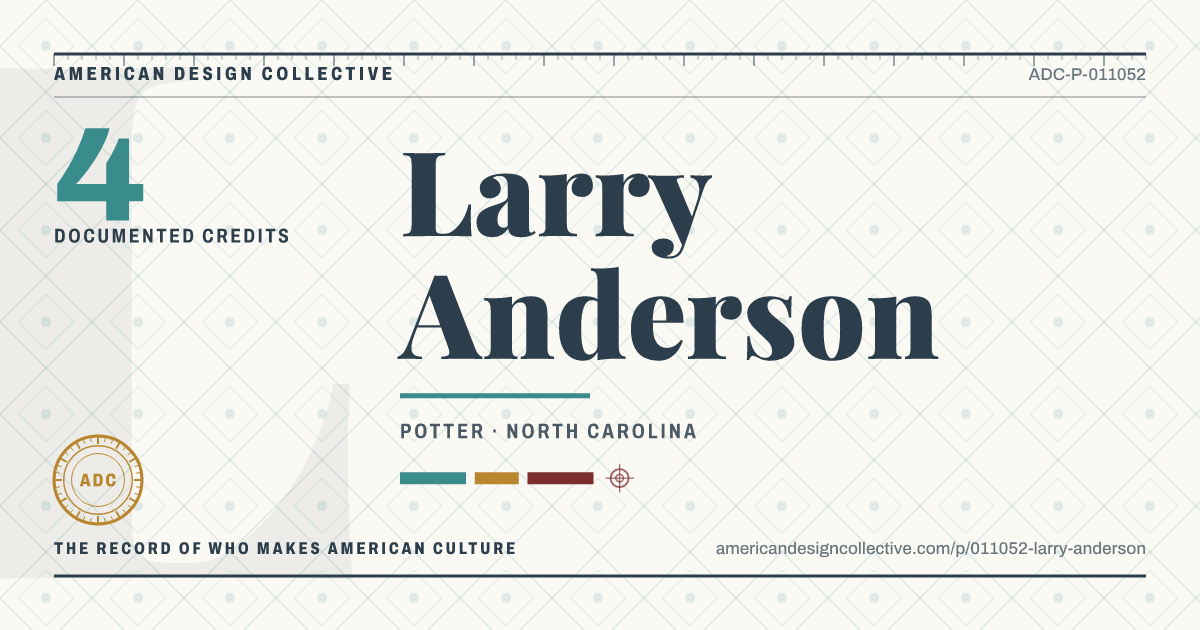 Registry card for Larry Anderson: the ADC seal, Larry Anderson, and how much is on record.